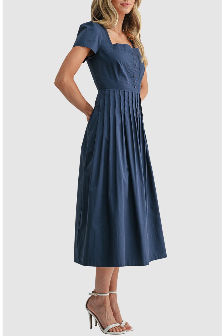 Pintuck Detail Cotton Midi Dress