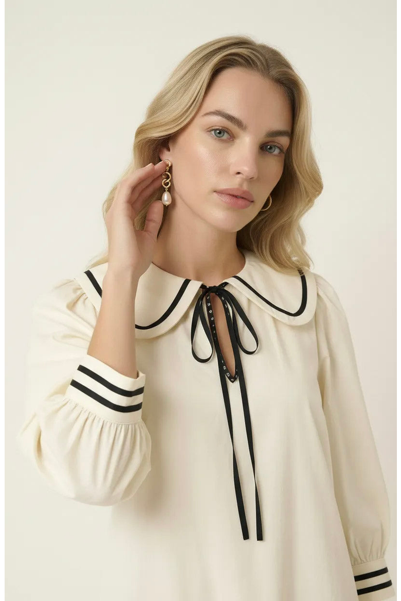 Long-Sleeve Pleated Mini Dress