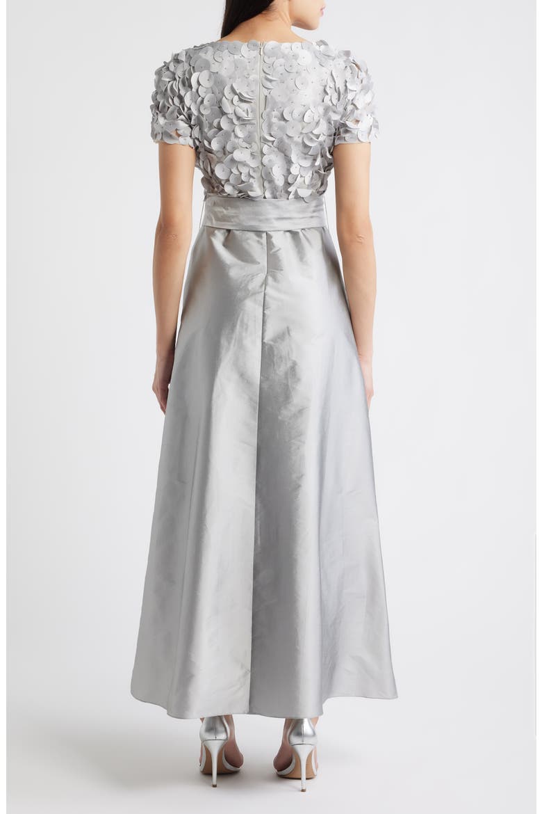3D Beaded Paillette Bodice Taffeta A-Line Gown