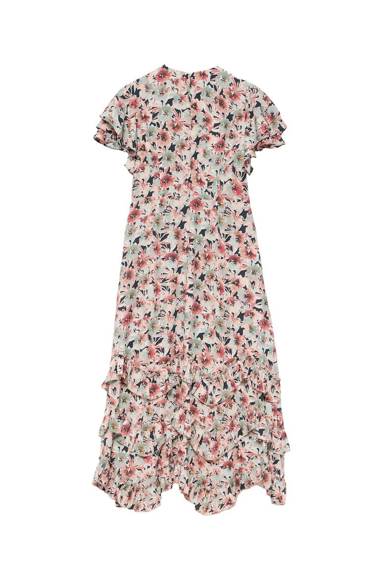 Floral Print Maxi Dress with short ruffle sleeves