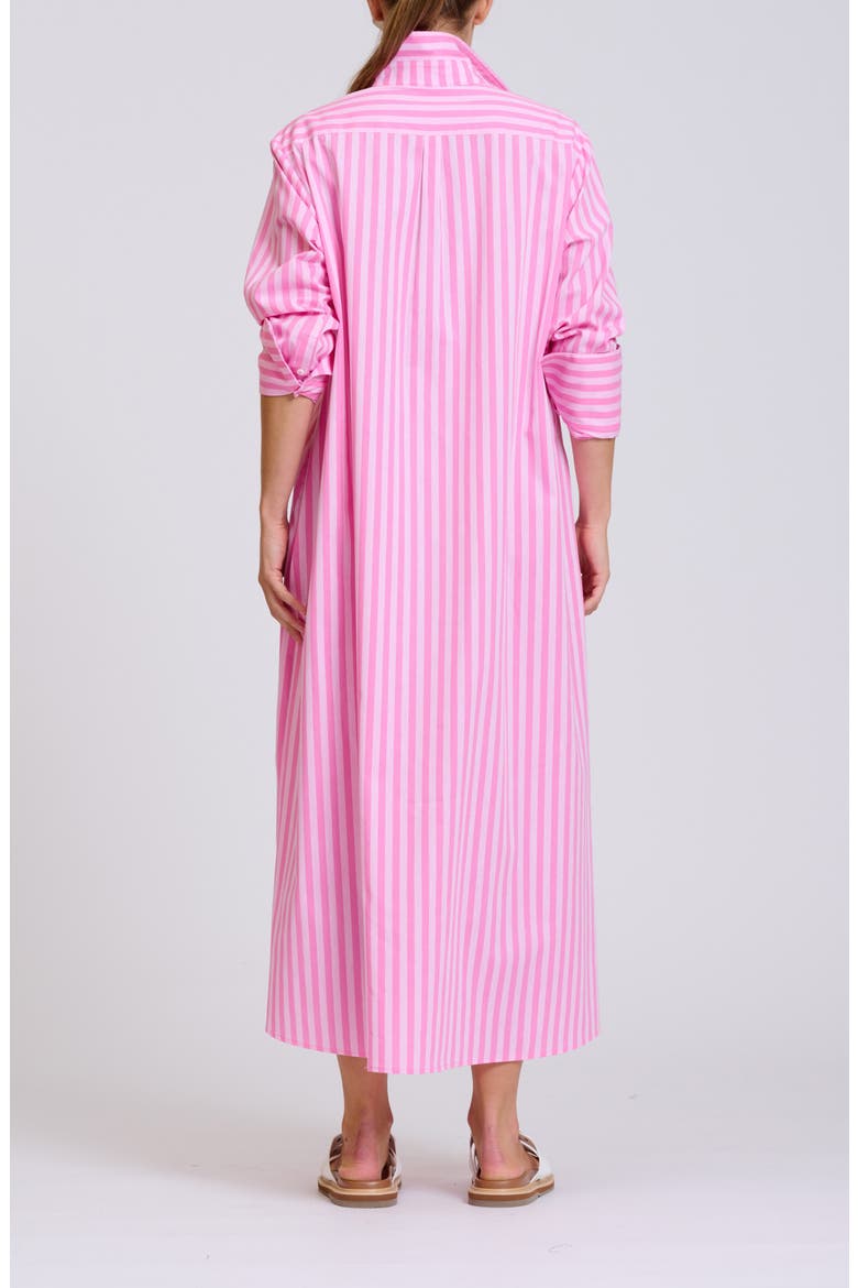 Stripe Oversize Long Sleeve Cotton Poplin Shirtdress
