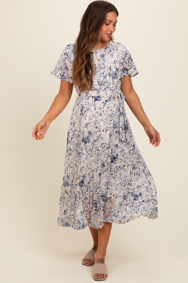 Floral Pleated Midi Dress