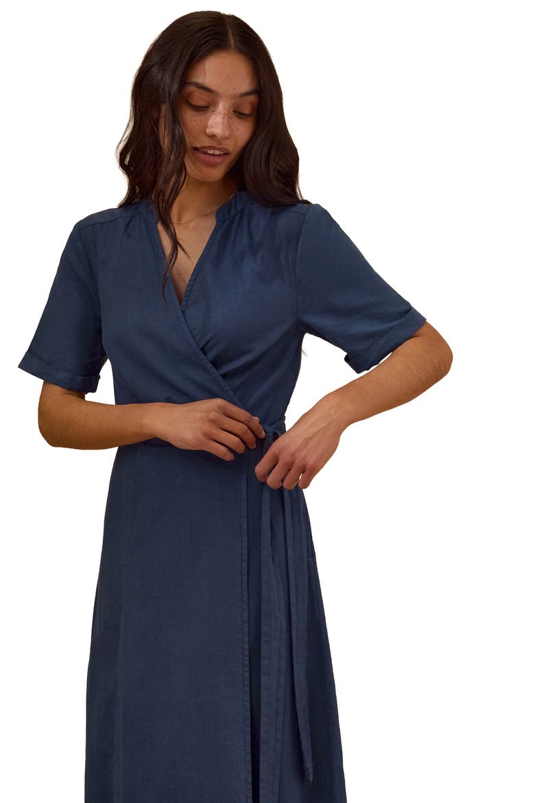 Luxurious Linen Wrap Midi Dress