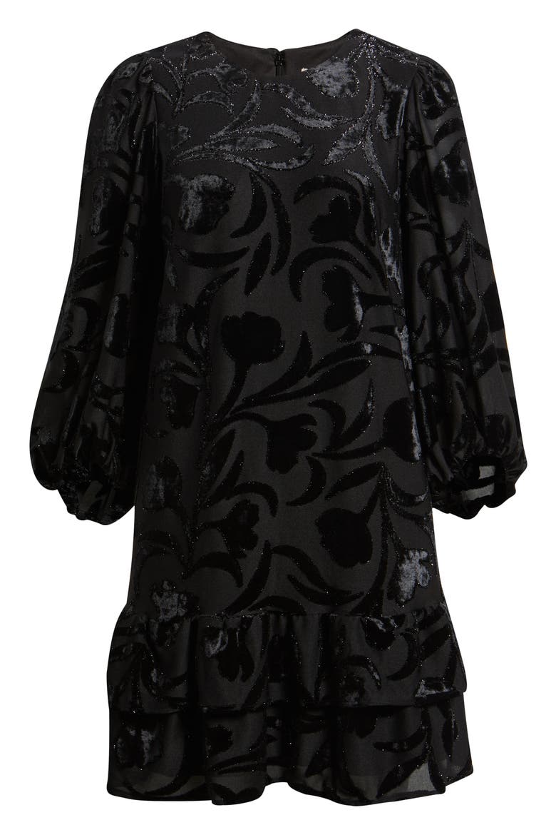 Metallic Floral Tiered Minidress