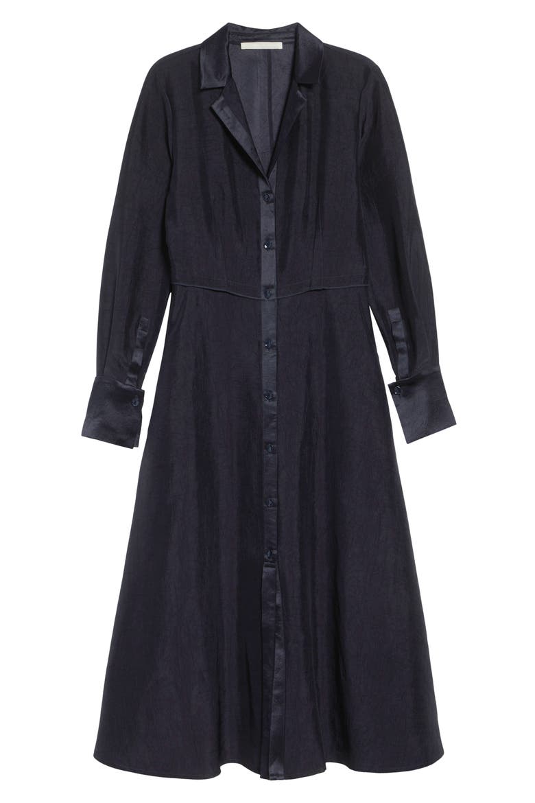 Long Sleeve Washed Twill Midi Shirtdress