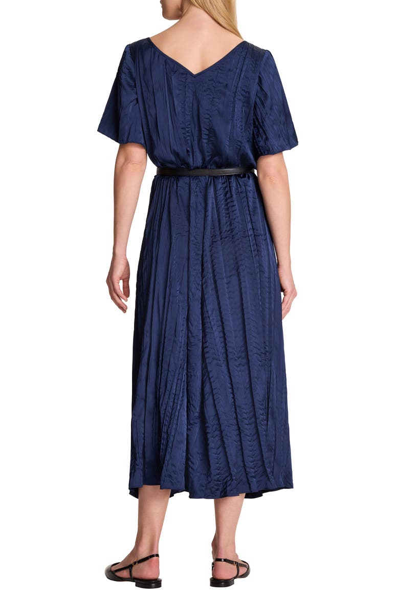 Bella Belted Crushed Satin Midi Dress