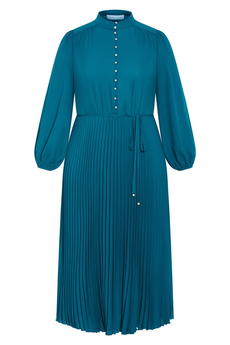 Halle Long Sleeve Pleated Maxi Dress