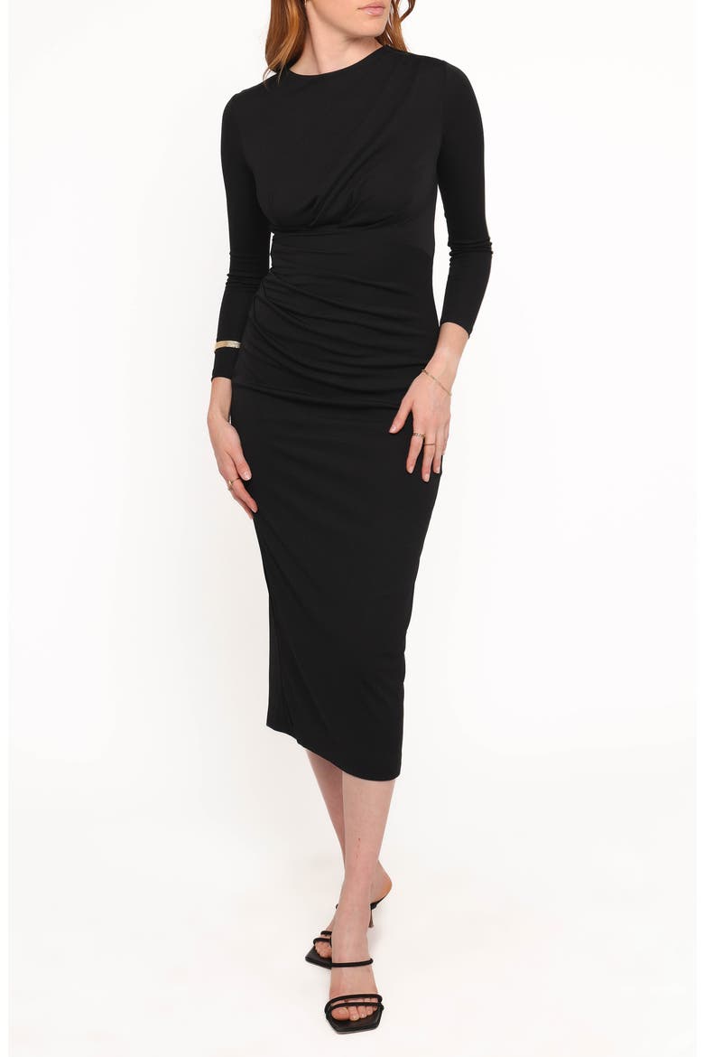 Rogan Ruched Long Sleeve Midi Dress
