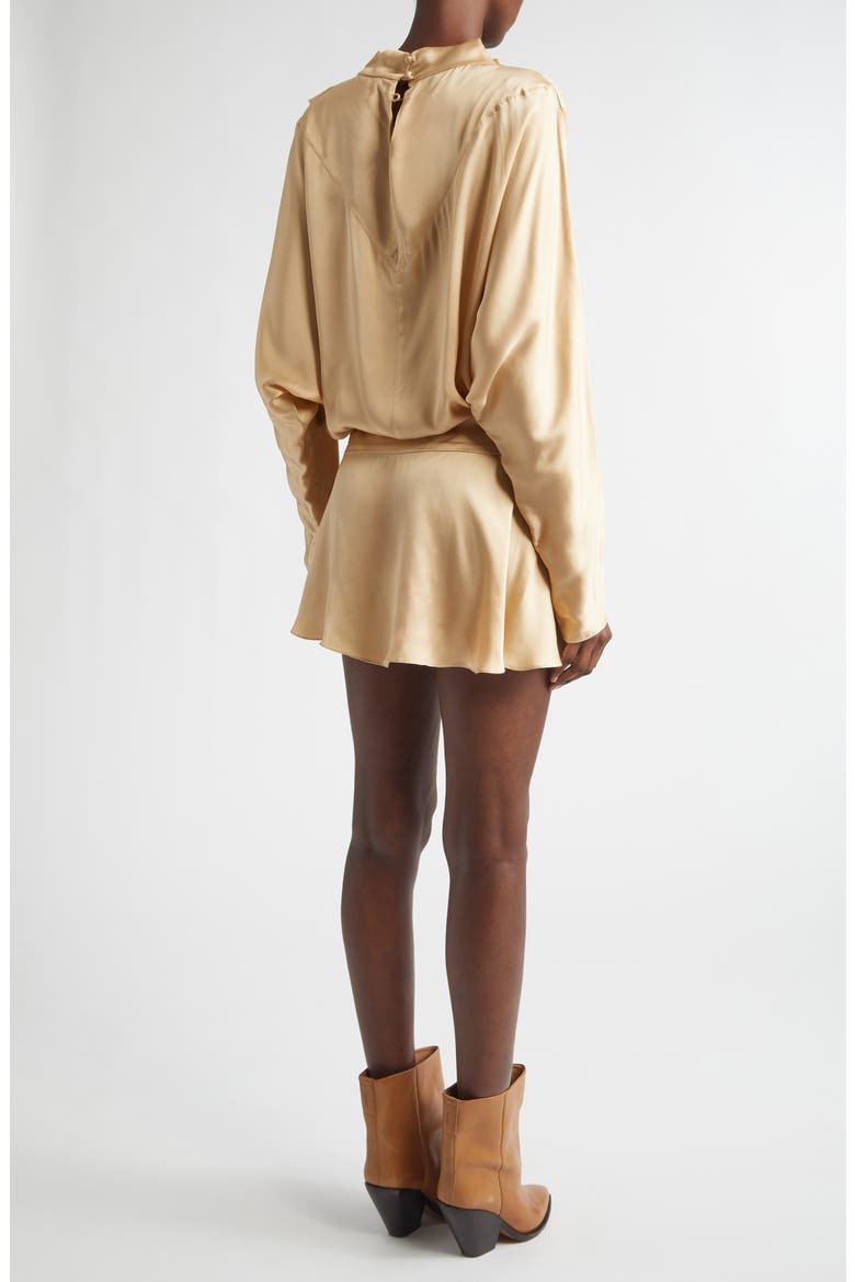 Neline Long Sleeve Asymmetric Satin Minidress