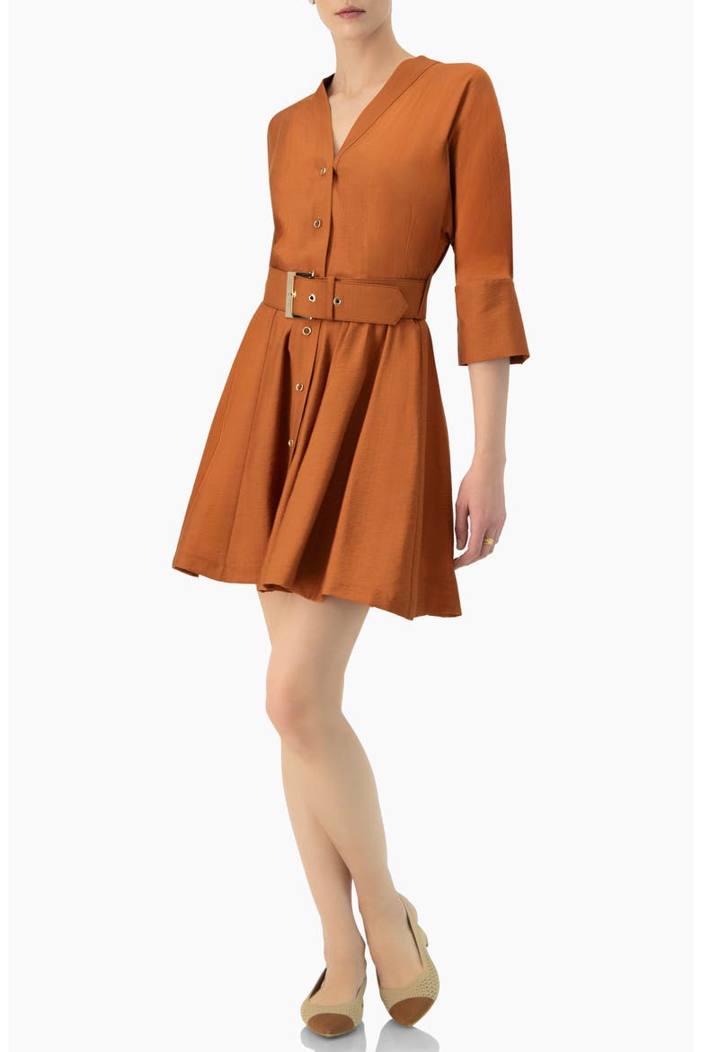 Dolman Sleeve Solid Dress with Belt