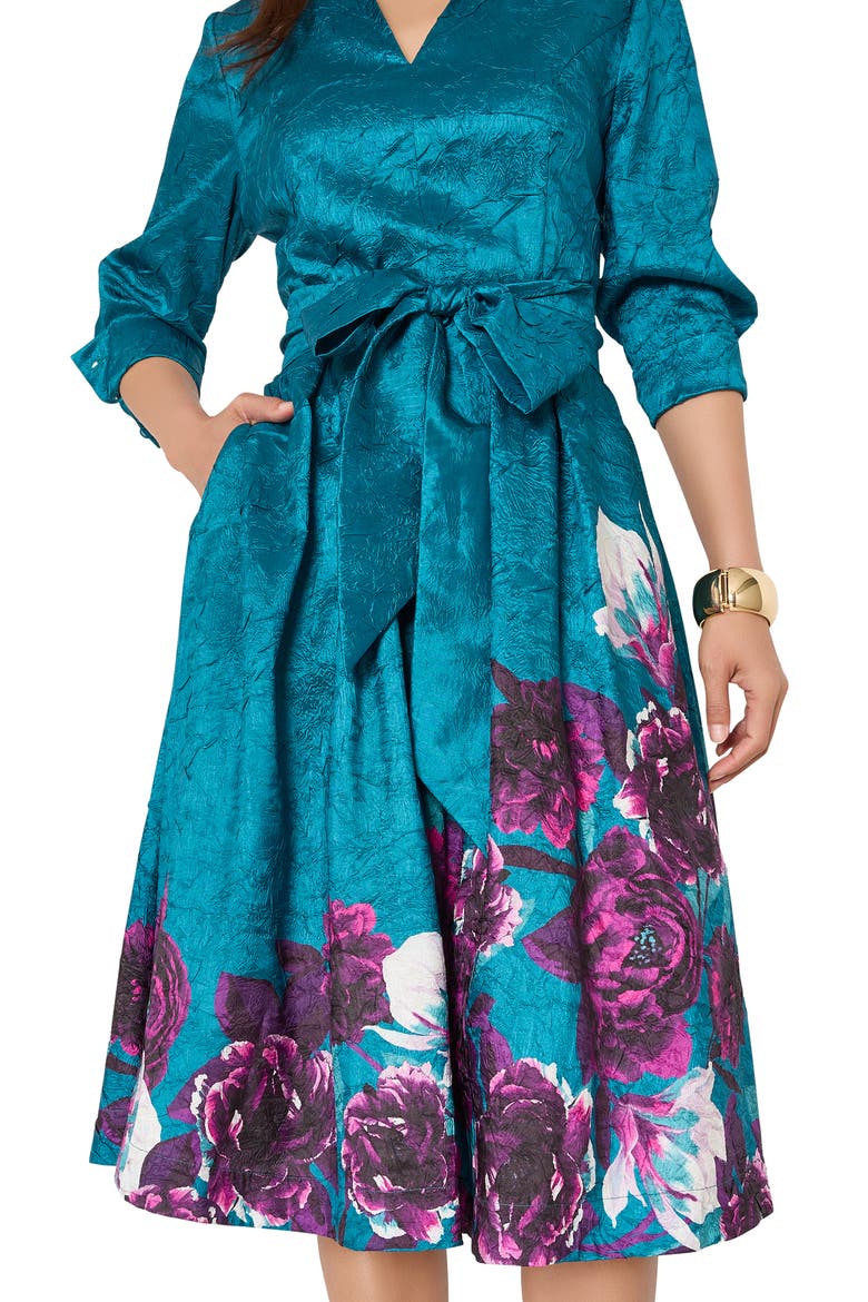 Metallic Embroidered Midi Dress