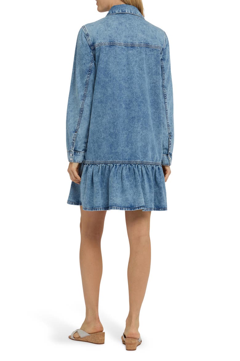 Long Sleeve Ruffle Denim Shirtdress