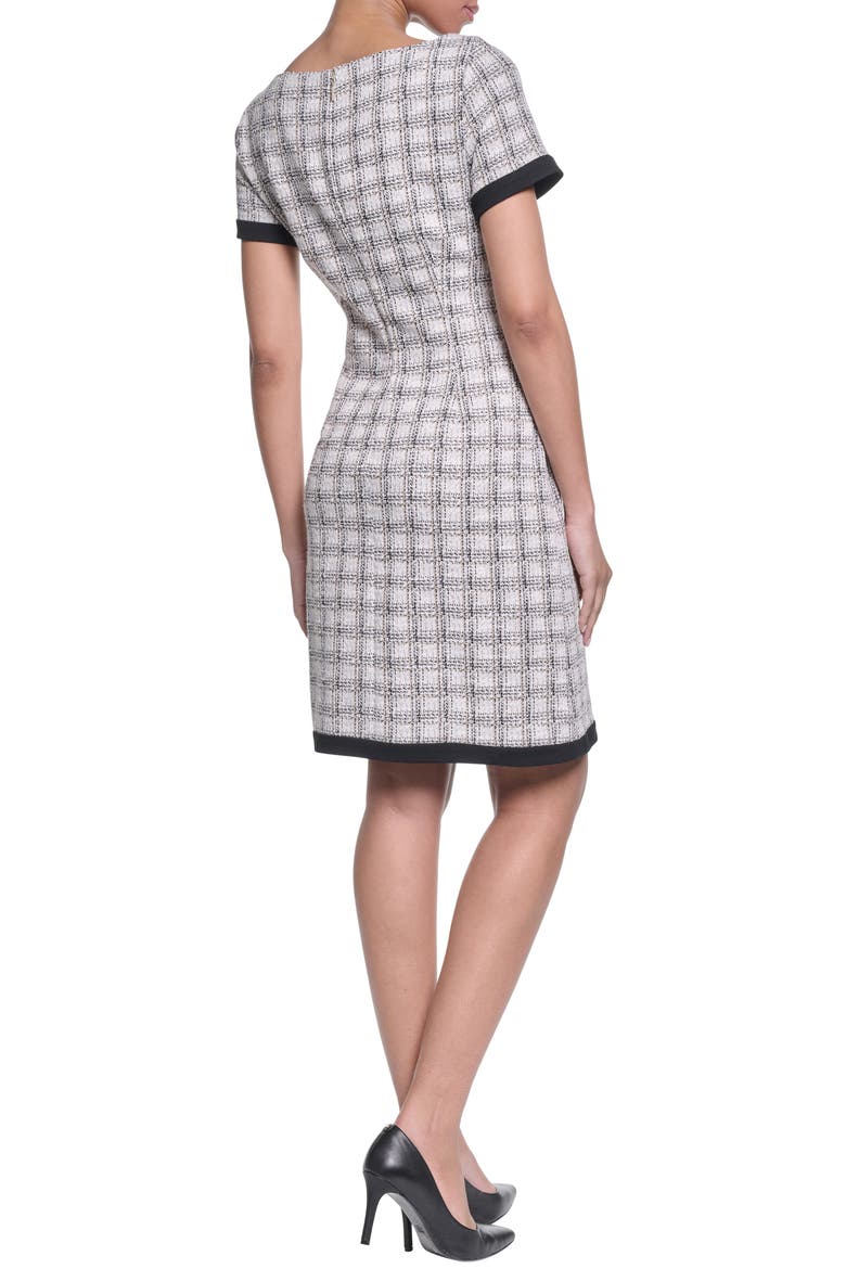 Windowpane Check Tweed Sheath Dress