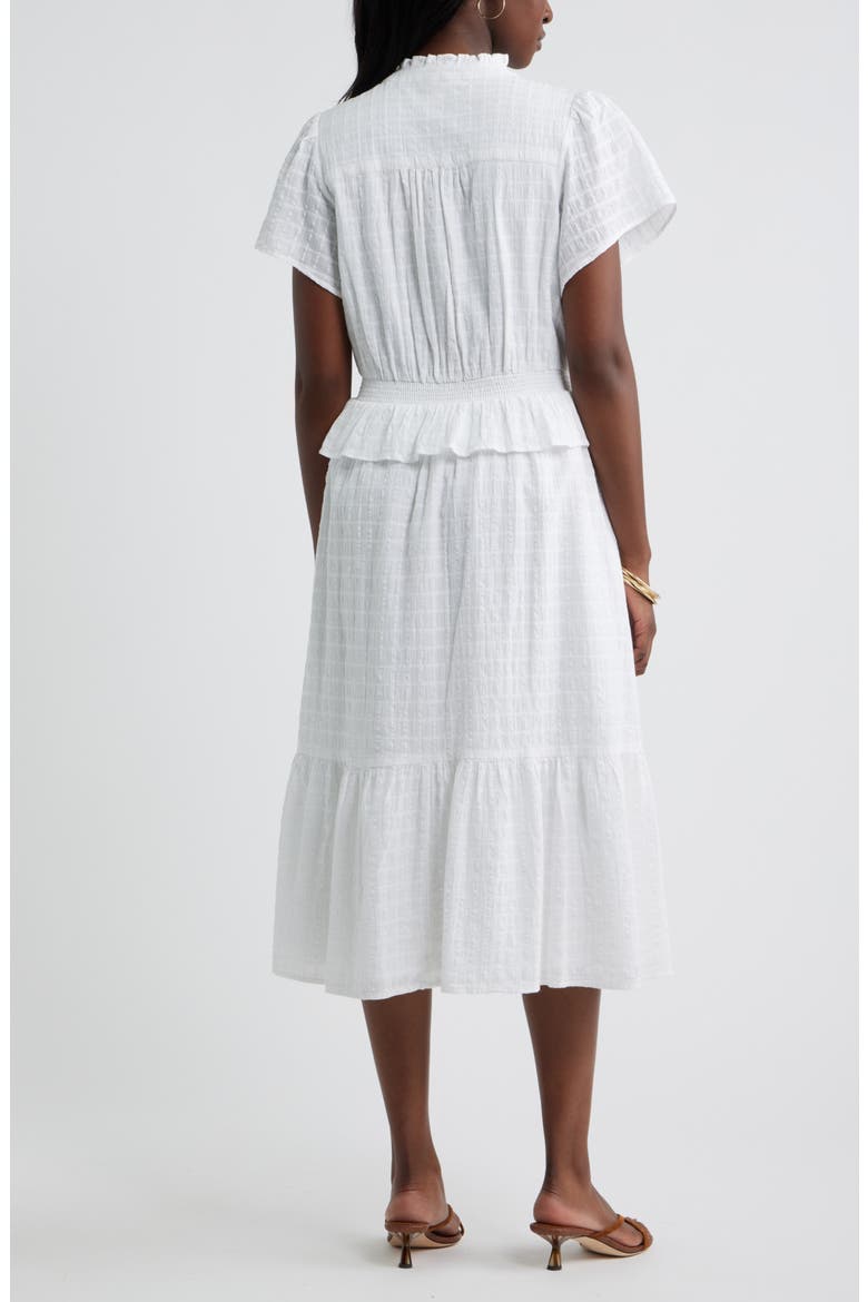 Lace Trim Peplum Midi Dress