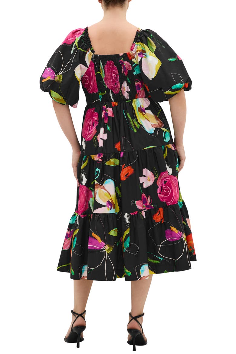 Fantasy Floral Cotton Midi Dress