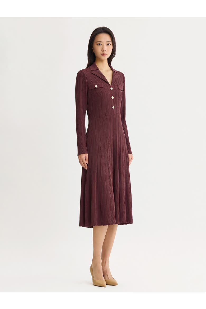 Fit & Flare Soft Ribbed Knit Midi Dress