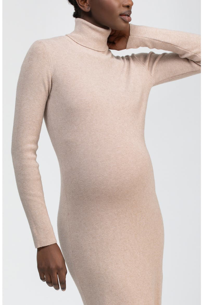 Penelope Long Sleeve Rib Maternity Midi Sweater Dress