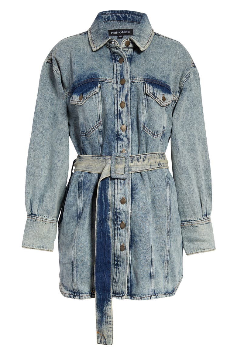 Odette Belted Long Sleeve Denim Shirtdress