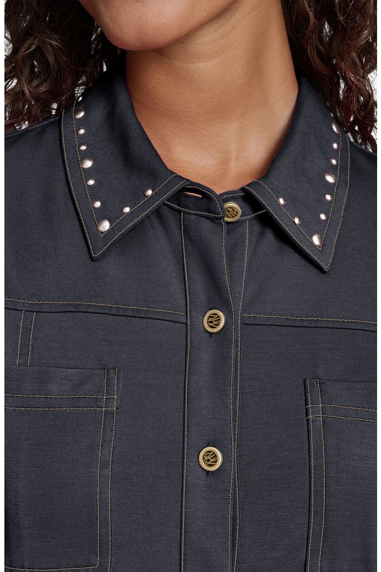Stud Detail Pleated Shirtdress