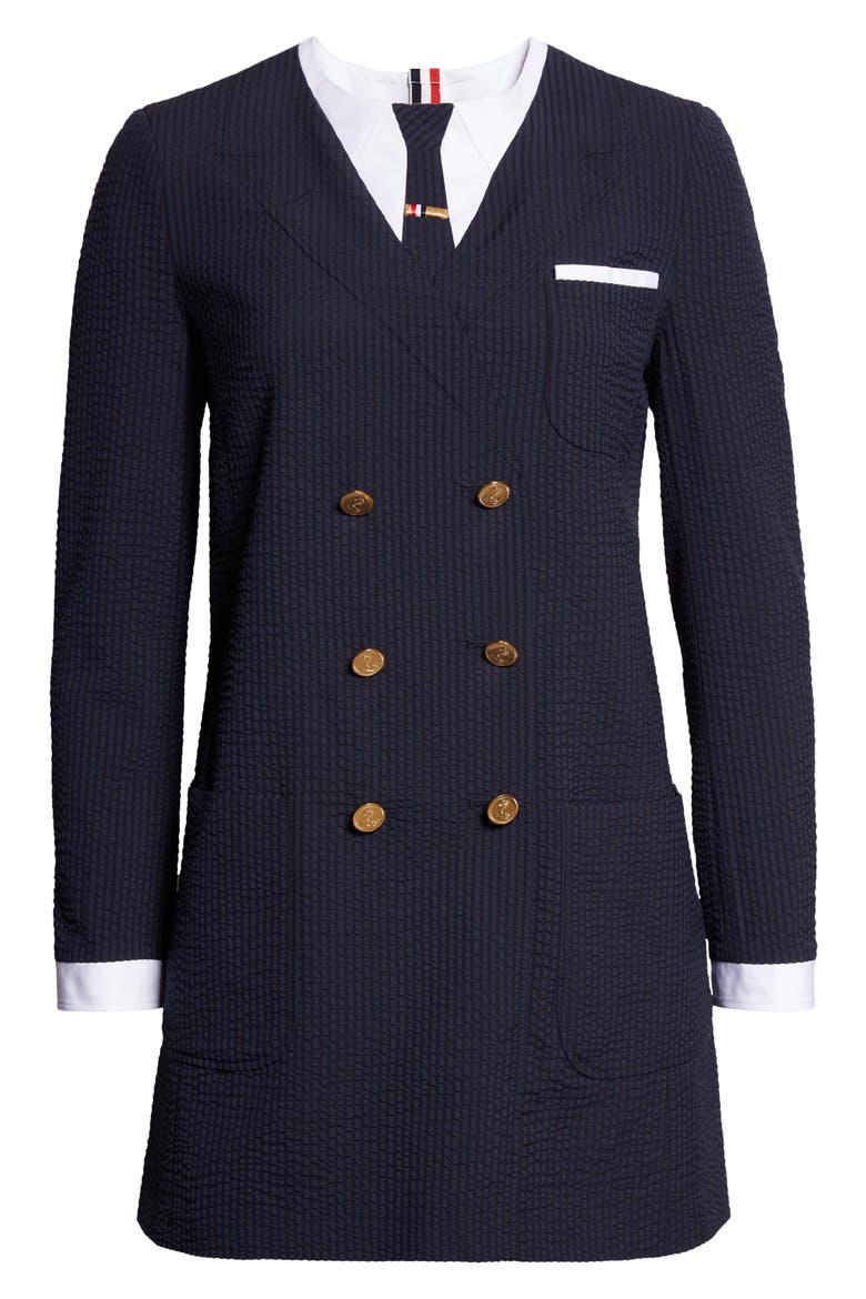 Trompe l'Oeil Mixed Media Long Sleeve Minidress