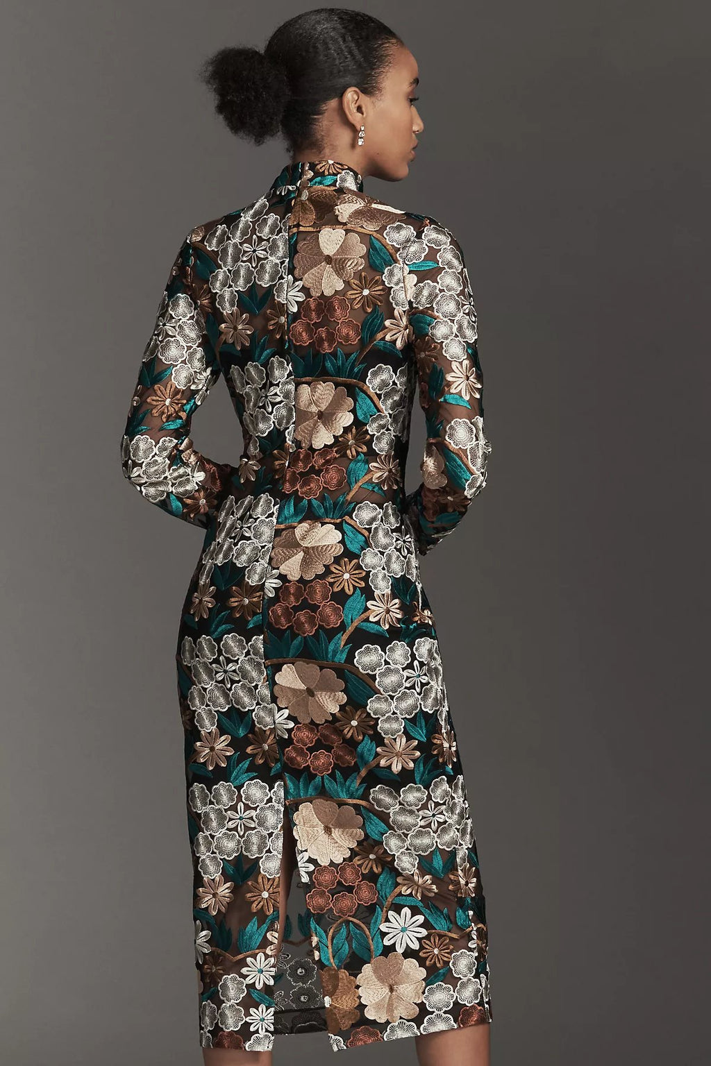 Endless Rose Long-Sleeve Mock-Neck Embroidered Midi Dress - Image 3