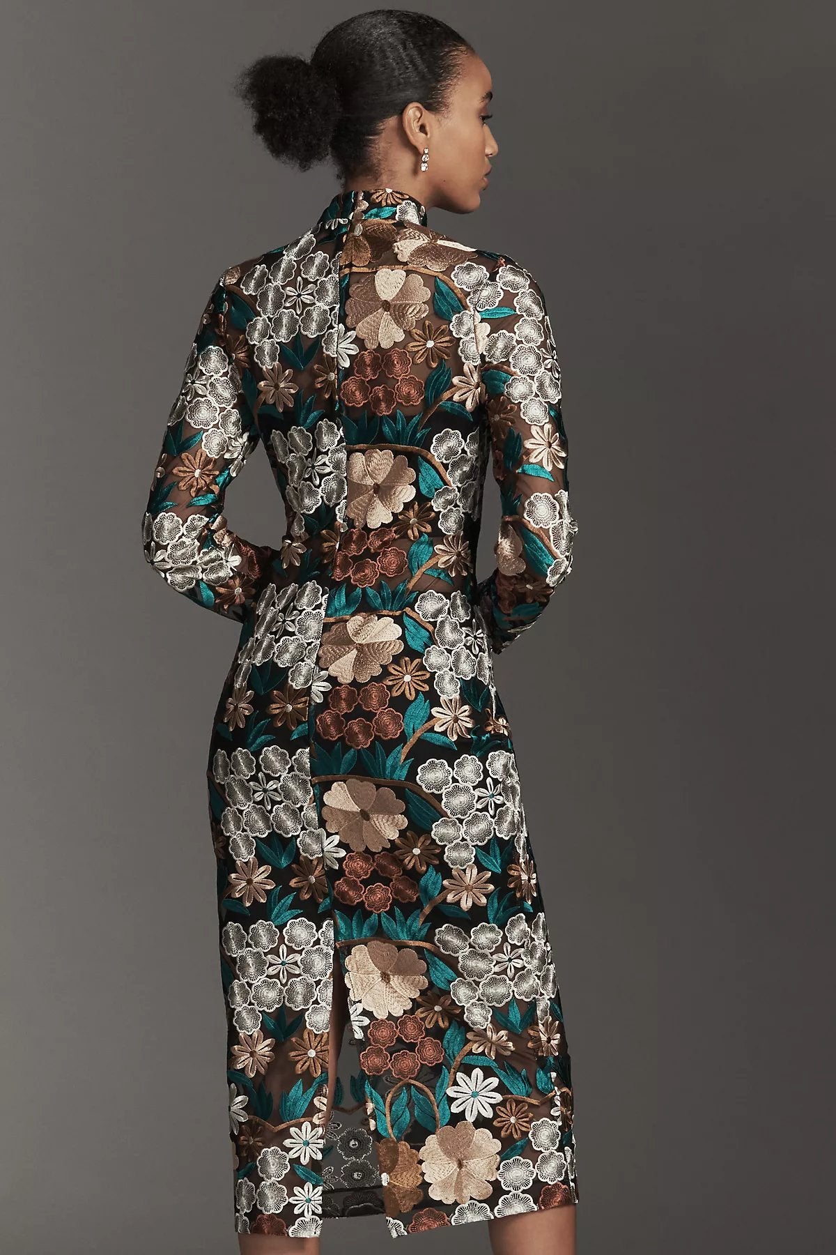 Endless Rose Long-Sleeve Mock-Neck Embroidered Midi Dress - Image 3