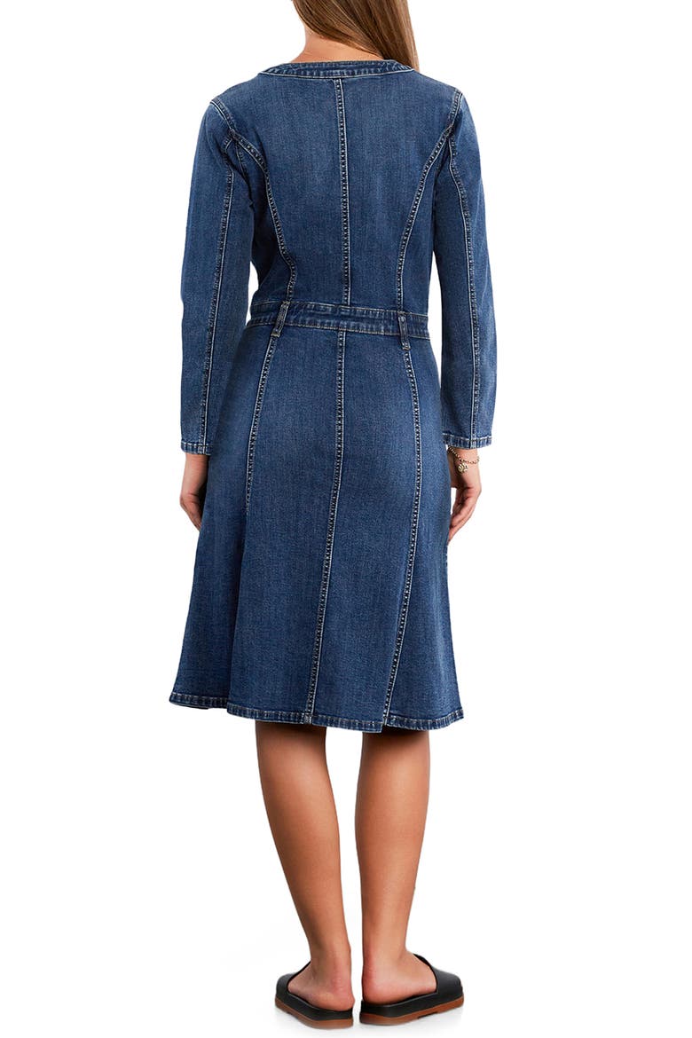 Madison Long Sleeve Stretch Denim Midi Dress