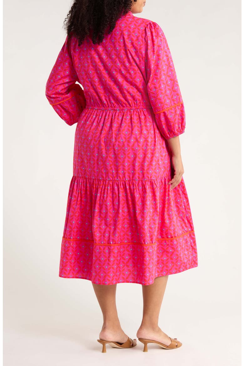 Vaila Floral Puff Sleeve Tiered Cotton Dress