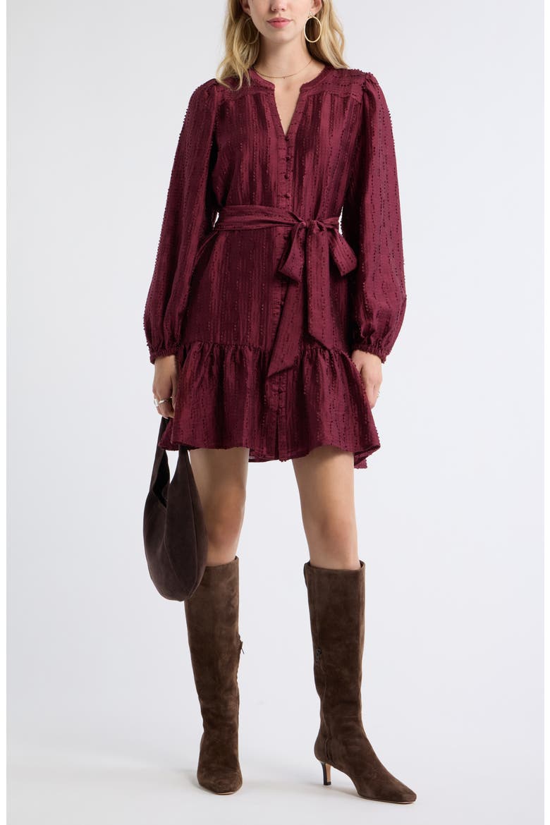 Textured Button Front Minidress
