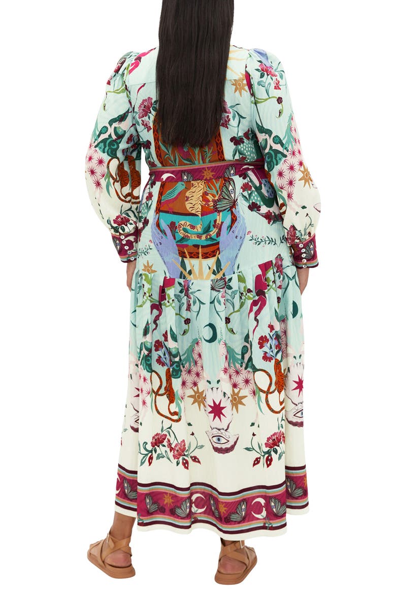 Ezra Mixed Print Long Sleeve Maxi Shirtdress