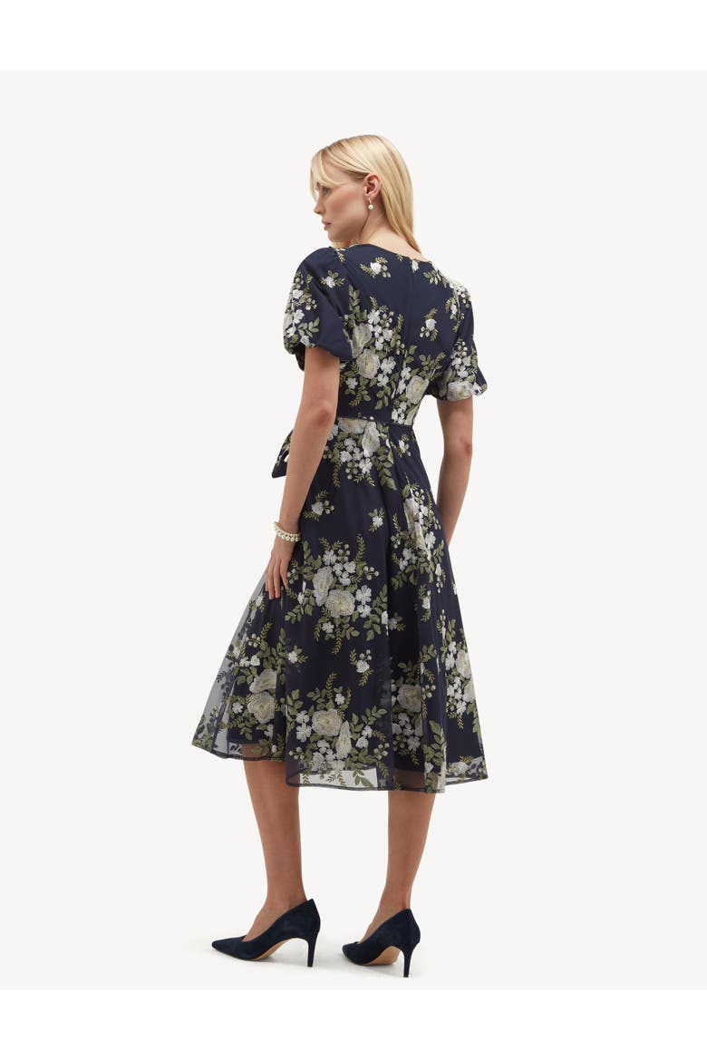 Ira Embroidered V-Neck Midi Dress