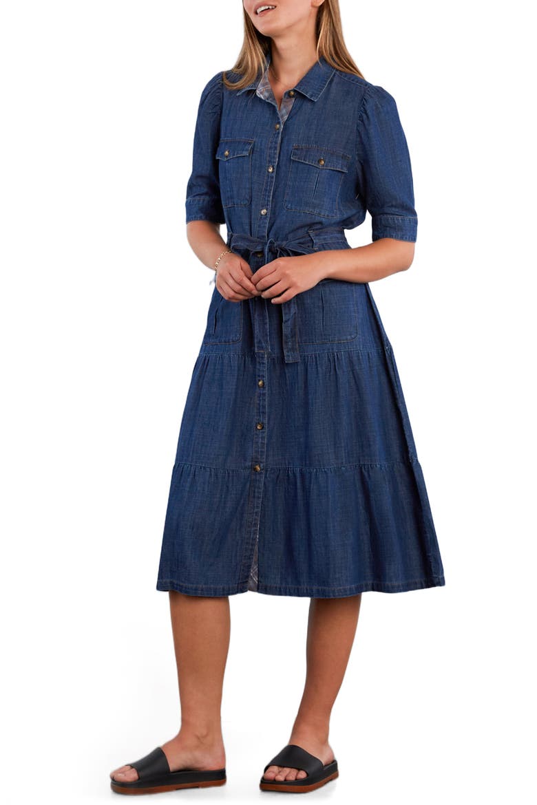 Dreamer Belted Tiered Denim Utility Shirtdress