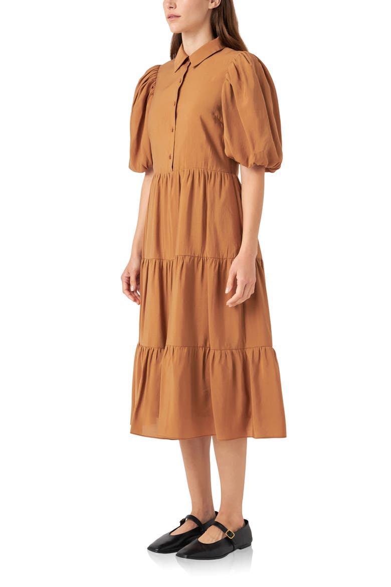 Tiered Midi Shirtdress