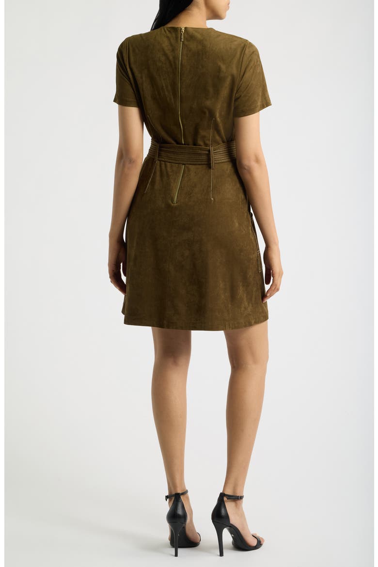 Topstitch Detail Faux Suede Dress