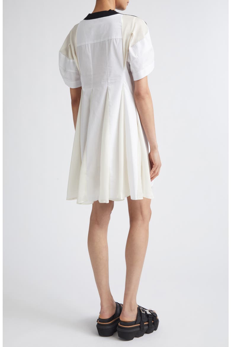 Mixed Media Knit & Poplin Minidress