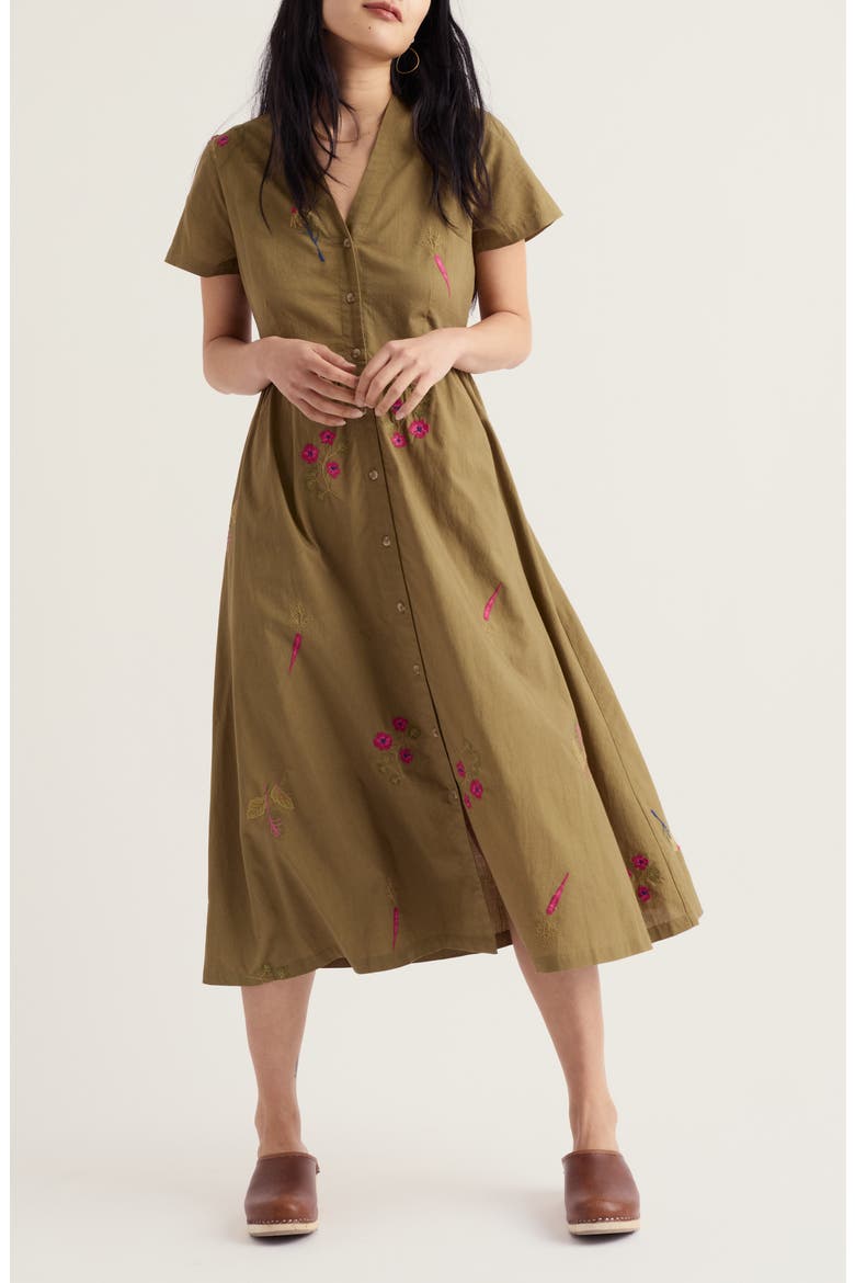 Fowen Embroidered Organic Cotton Midi Dress
