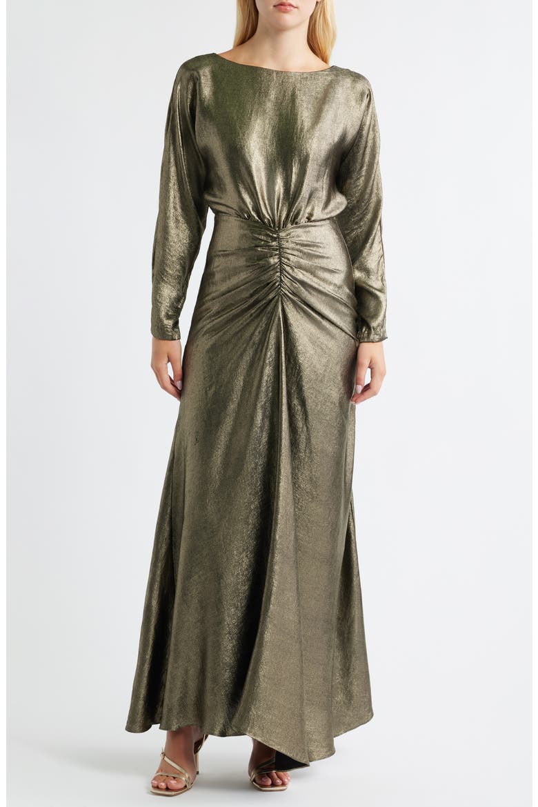 Metallic Long Sleeve Gown