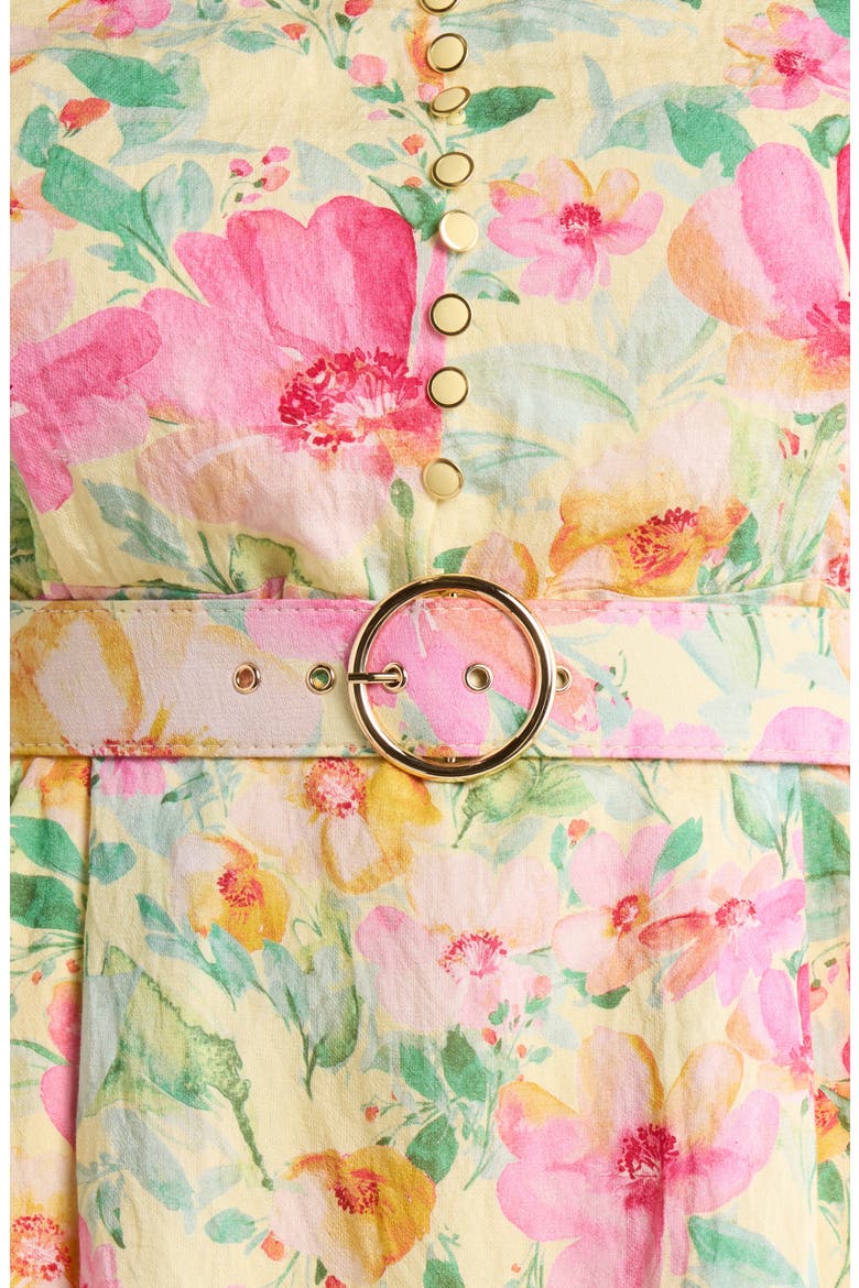 Placed Floral Long Sleeve Dress