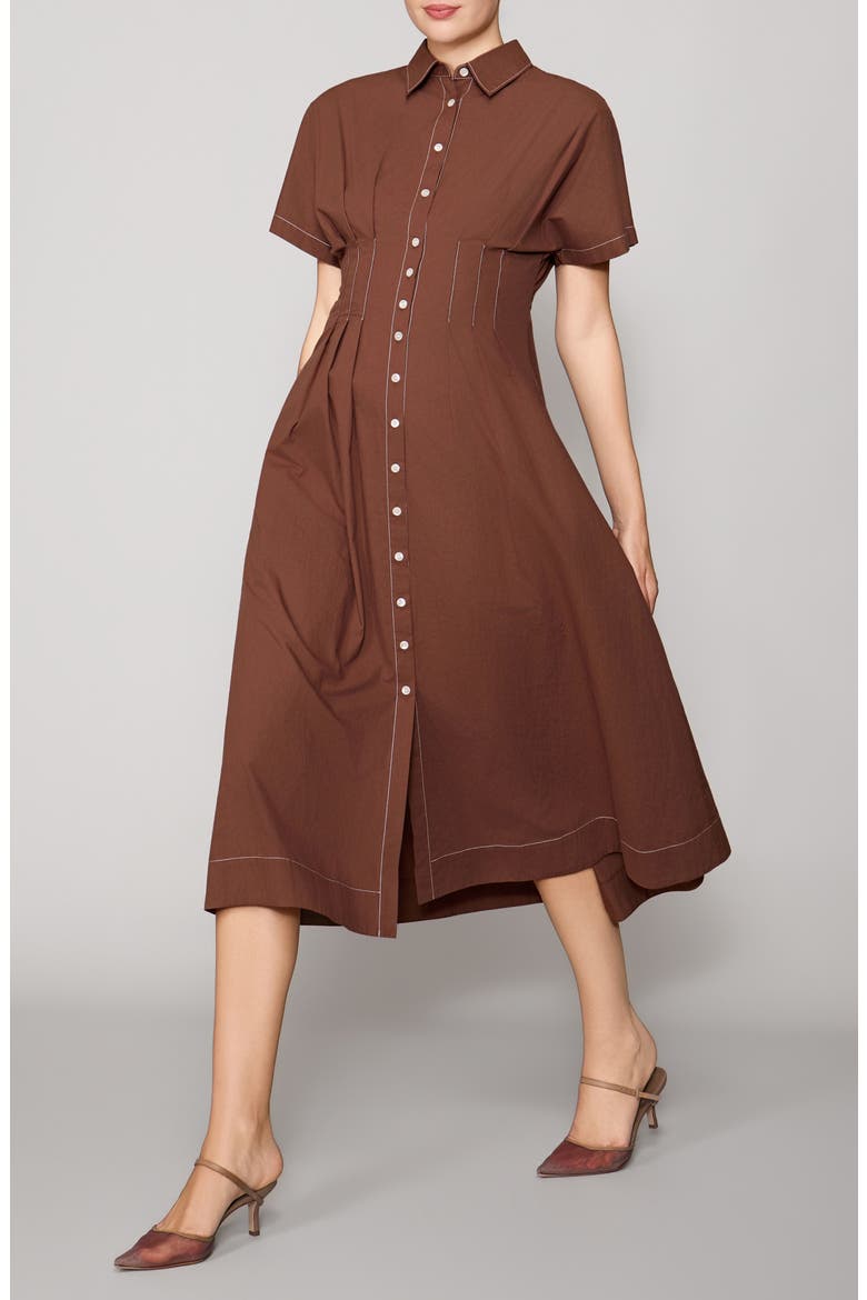 Contrast Stitch Midi Shirtdress