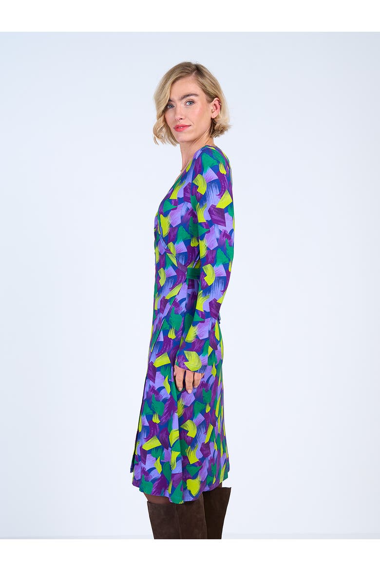 Long Sleeve Printed Wrap Dress