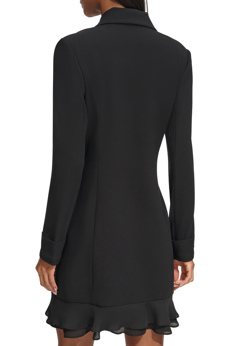 Double Breasted Long Sleeve Scuba Crepe Blazer Dress