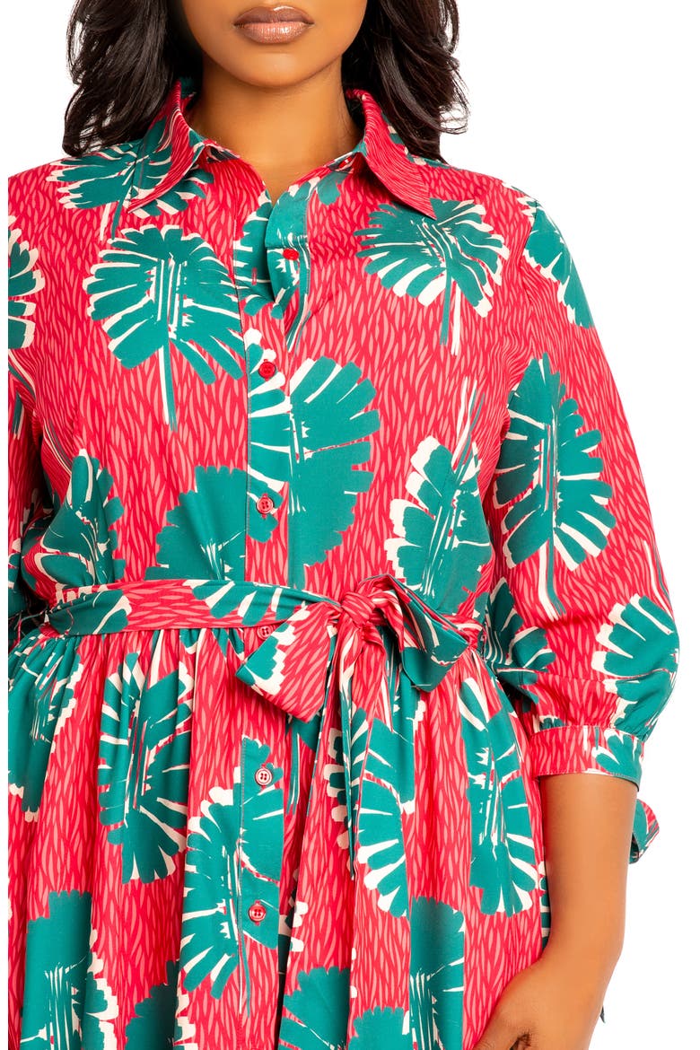 Mixed Print Maxi Shirtdress