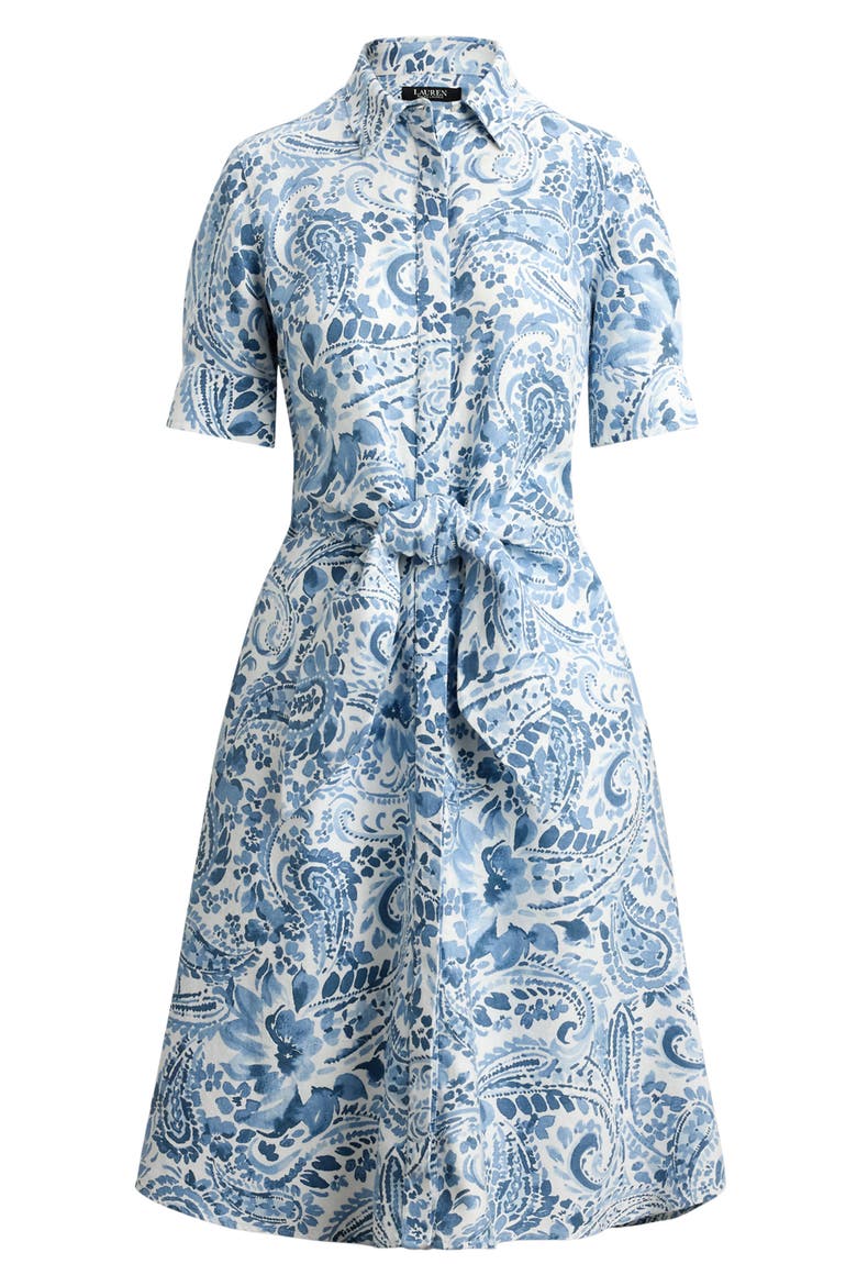 Paisley Print Linen Shirtdress