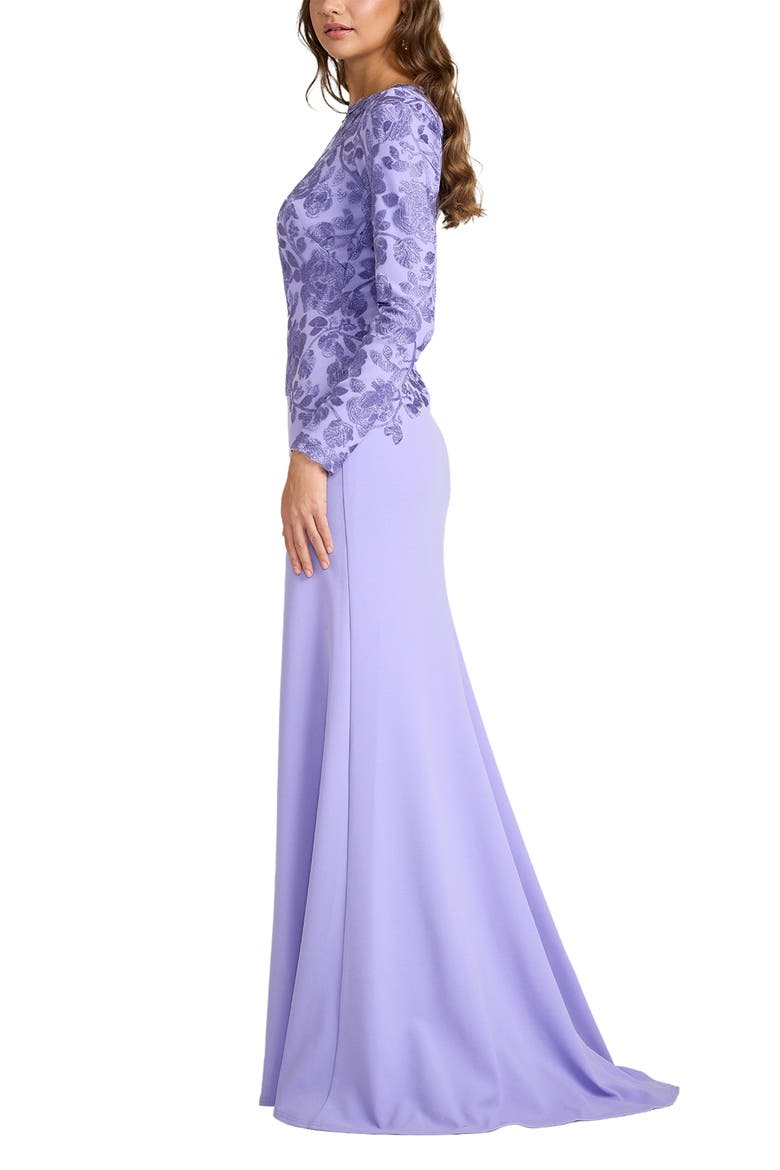 Floral Embroidered Long Sleeve Mermaid Gown