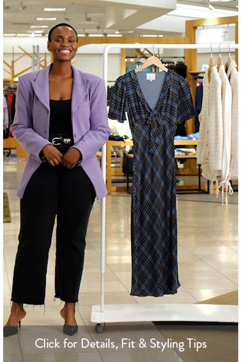 Tyra Plaid Crepe Midi Dress
