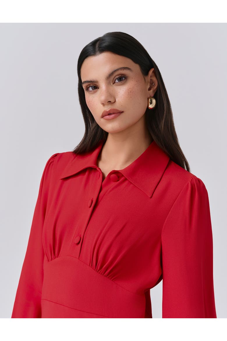 Wendy Crepe Collared Neck Midi Dress