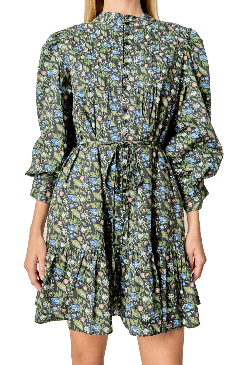Mock Neck Cotton Button-Up Minidress