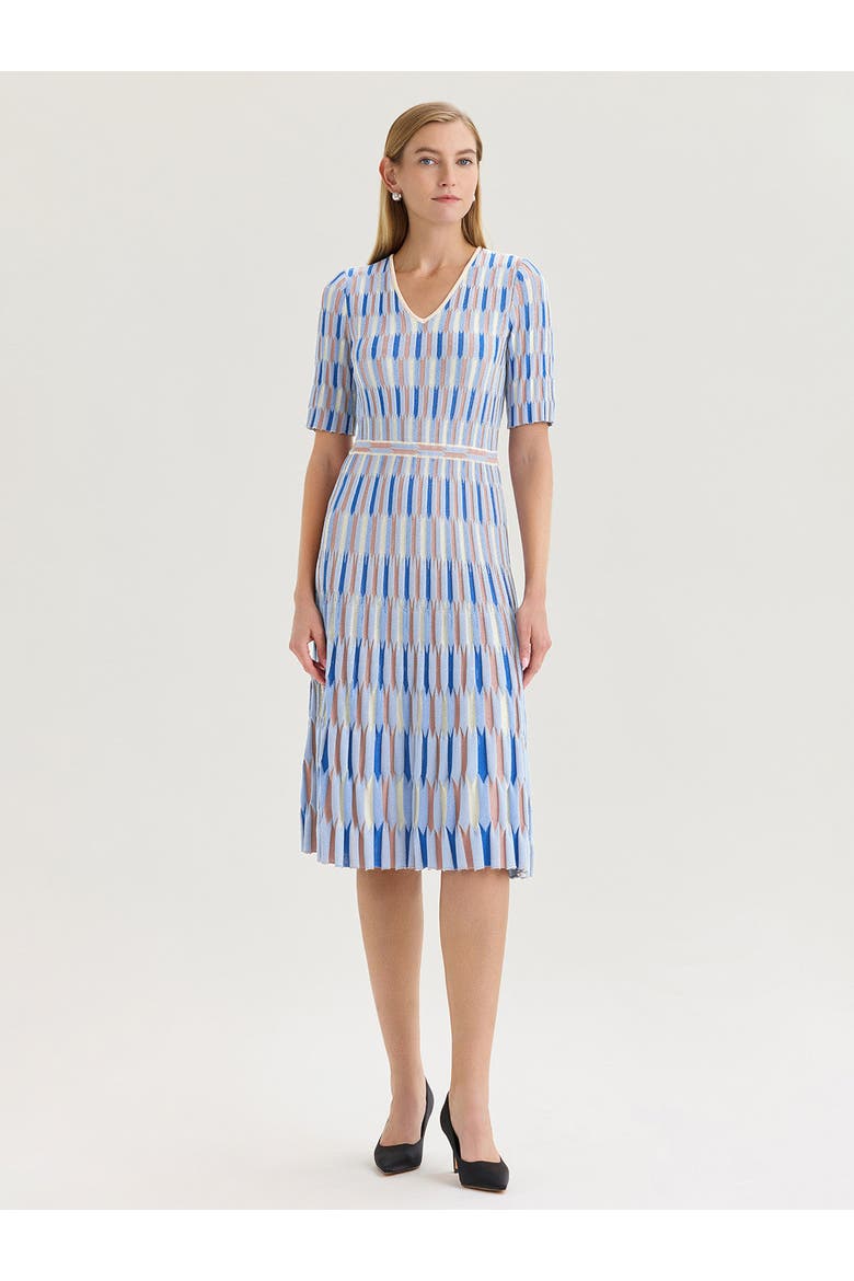 Fit & Flare Geometric Soft Knit Midi Dress