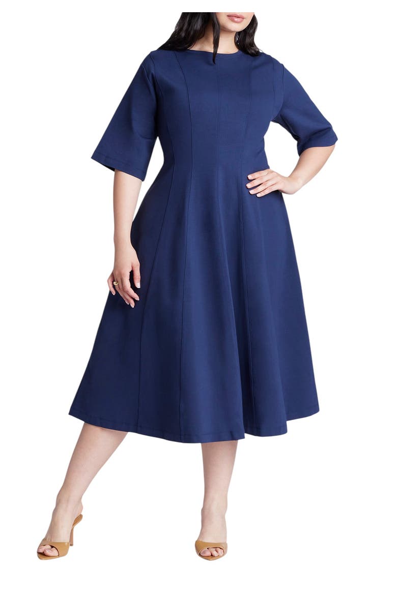 Seam Detail Ponte Workwear Midi Dress
