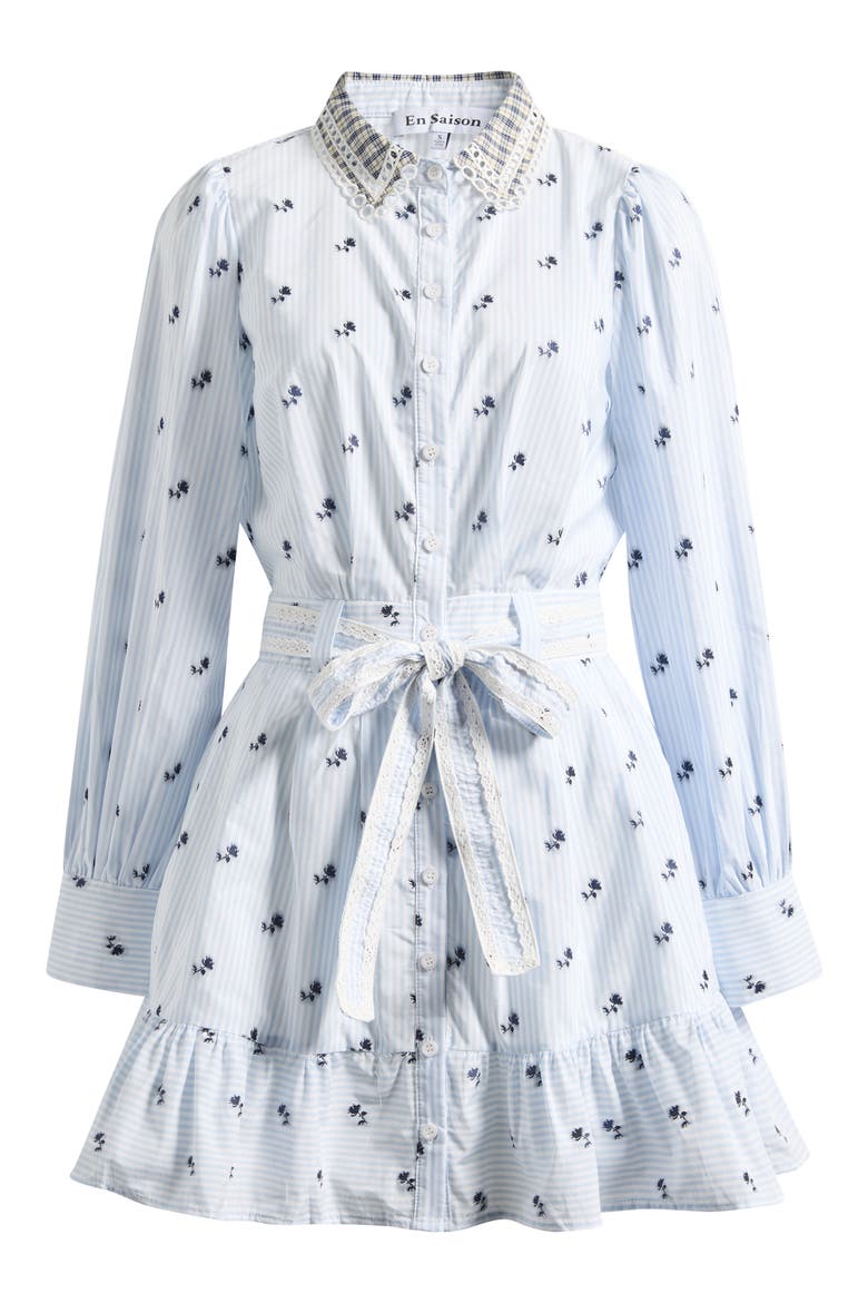 Veronica Floral Stripe Long Sleeve Shirtdress